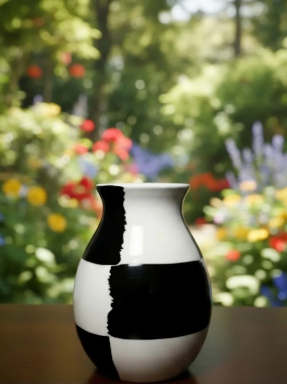 Vintage MCM Bitossi Ceramic black and white checkered vase, Italy 8